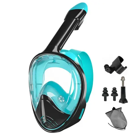 Full-Face Diving Mask, Anti-Fog & Anti-Leak Mask with Breathing Tube & Camera Mount, Water Sports Gear, Snorkeling Gear for Diving and Swimming
