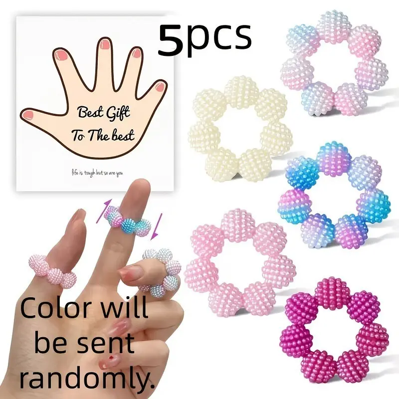 Adjustable Sensory Ball Ring, Multi-Color Gradient, Finger Massager, Stress Relief Jewelry, Ideal for Home, Office, Travel, Valentine's Gift