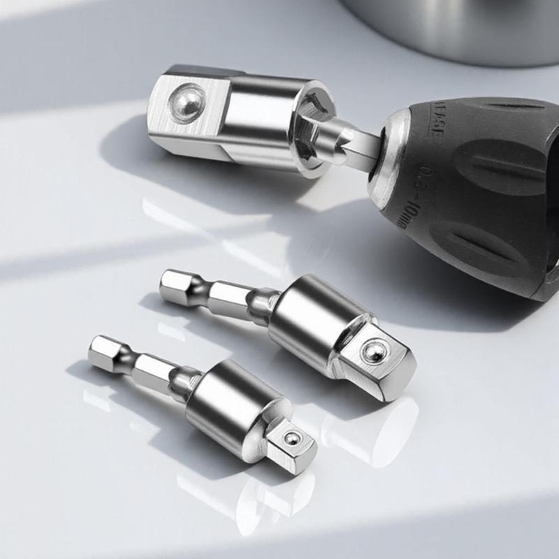 Electric Wrench Quick Change Socket Adapter Kit, 1/4/3/8/1/2 Inch Hex Head Conversion Coupler, Anti-Loose Metal Extension Rod Set