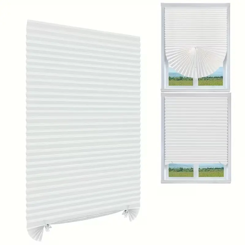 1pc Semi-Sheer Pleated Blind, Adhesive Cuttable Non-Woven Material with Clips, 100% Polyester, Venetian Blinds, Home Decor, Room Decor Blinds