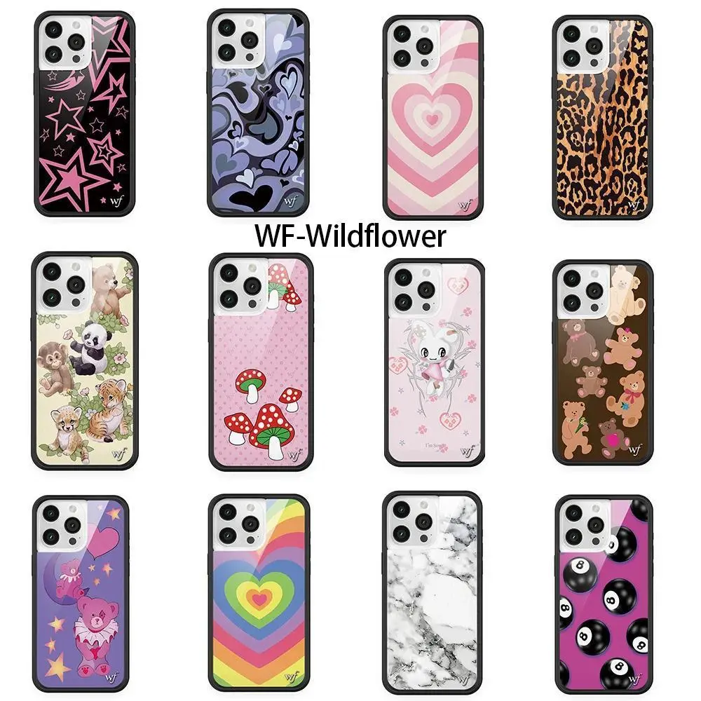3D Star Mushroom Wildflower Phone Case - Cute WF Bear, Leopard Safari Babies Wildlife Prints - Protective Handheld Cover for iPhone 12-17 Pro Max, Plus, Air - Cute Accessories, Decorative Phone Aesthetic Accessory