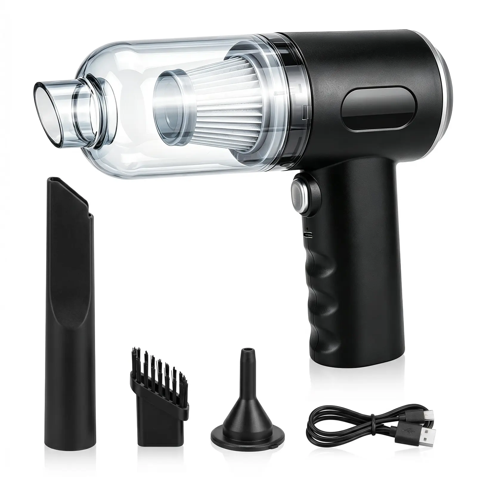 3-in-1 Handheld Cordless Vacuum Cleaner with Blow & Suction Function , USB-Rechargeable Cordless Mini Vacuum,Lightweight and Portable , Comes With Multiple Brush Heads,  Easily Cleans Dust In Crevices And Pet Hair