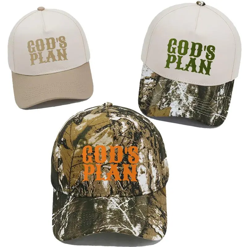 "GOD'S PLAN" Premium Embroidered Baseball Cap - Two-Tone Streetwear 5-Panel Structured Hat (1 PC)