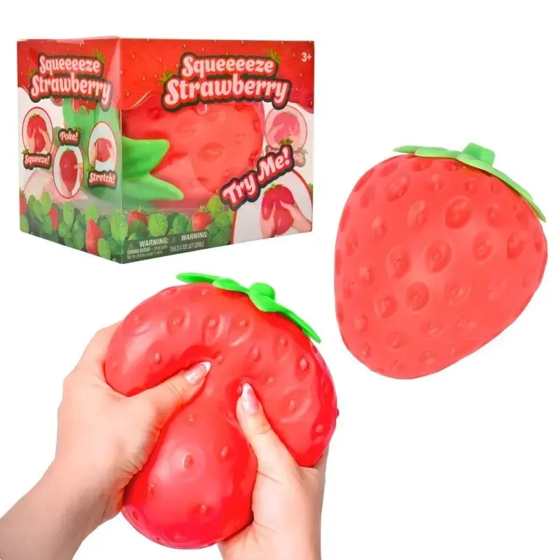 Strawberry Squeeze Ball, Ultra Large 5 Inch Stress Relief Toy, Safe Non-Toxic Material, Sensory Experience for Adults & Kids Aged 3+