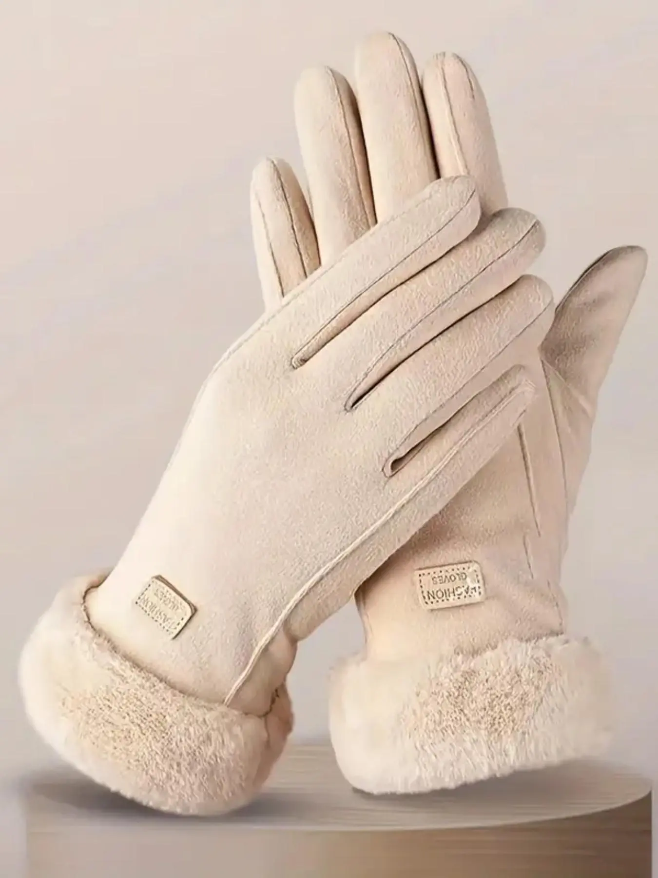 Women's Elegant Minimalist Solid Color Touch Screen Gloves, Elegant Fashion Windproof Warm Riding Gloves, Fuzzy  Gloves for Fall & Winter, Gloves for Cold Weather, Touchscreen Gloves
