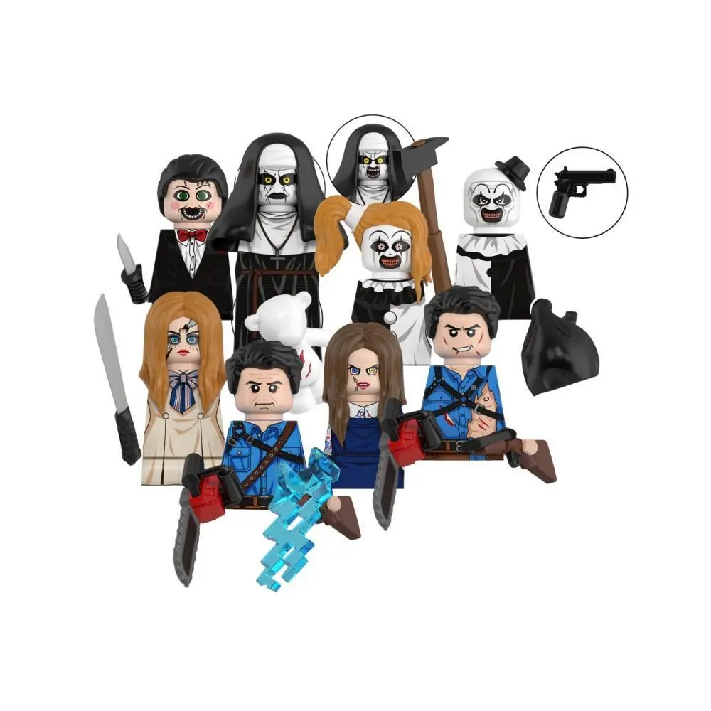 2026 Hot Horror Movie Series Ash & Sally Terrifier 4.5cm Mini Action Figure Model Building Blocks Kit, Thrilling Ghost Soul Doll Toy Gift for Hobbyists