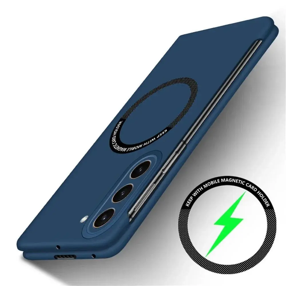 Matte Ultra Thin Metal Ring Magsafe Case for Samsung Galaxy Z Fold 8 7 6 5 4 Fold4 Rimless Frameless Hard PC Slim Funda Cover