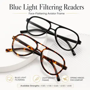 Retro Oversized Aviator Reading Glasses for Men & Women | Blue Light Blocking, Classic Large Readers for Computer & Daily Use
