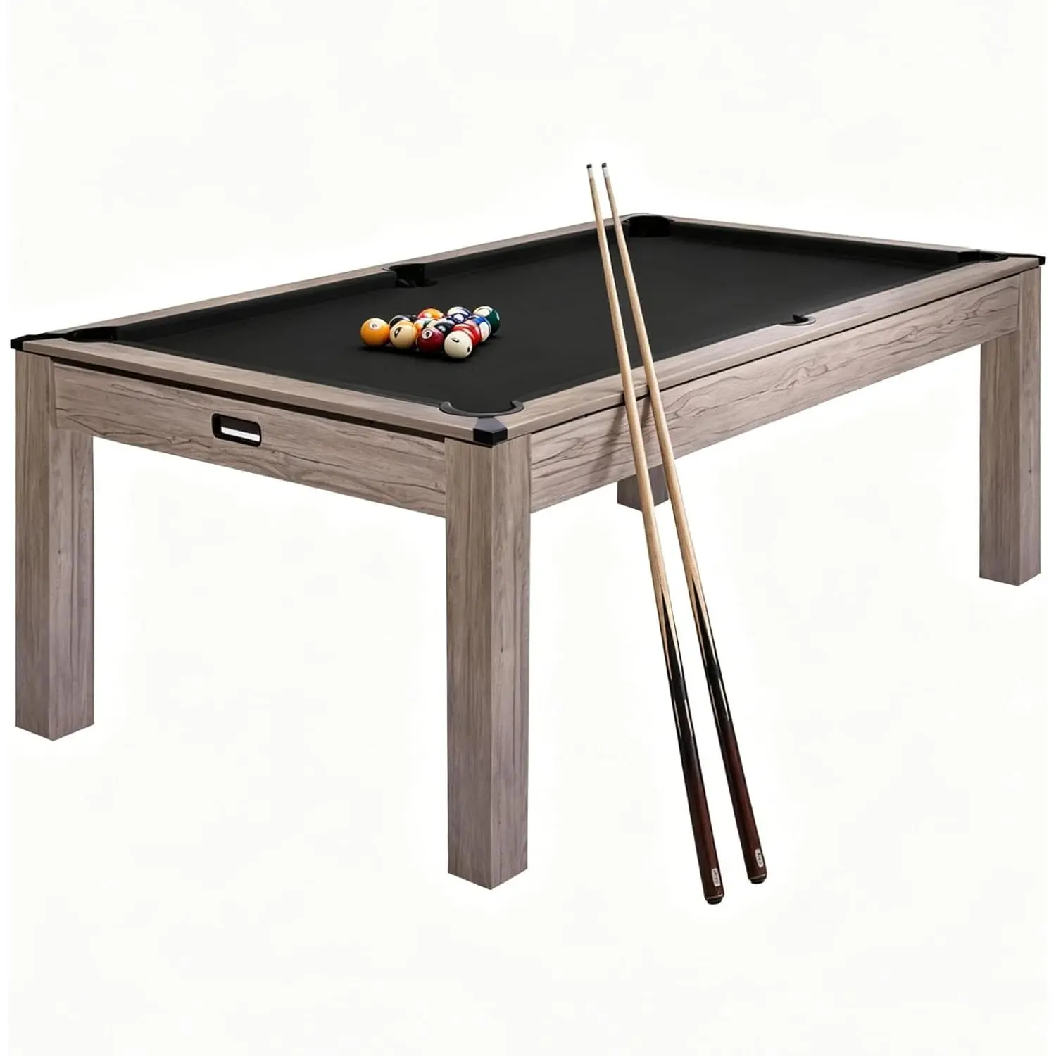 7FT Professional Pool Table Set for Adults, Rustic Grey Game Table with Black Cloth, Complete Billiard Accessories, Space-Saving Industrial Style Game Table, Perfect for Home Game Room, Basement, Apartment, Party & Family Daily Entertainment