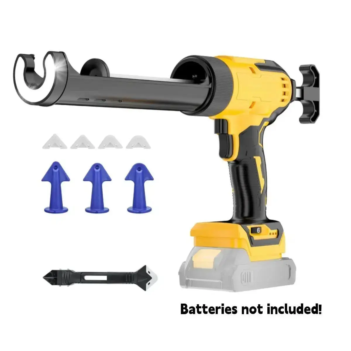 Cordless Electric Caulking Gun, Compatible with Makita/DeWalt 20V Max Battery (No Battery), 6 Speeds Adjustable, Auto-Retract & Anti-Drip Design for DIY Home Projects