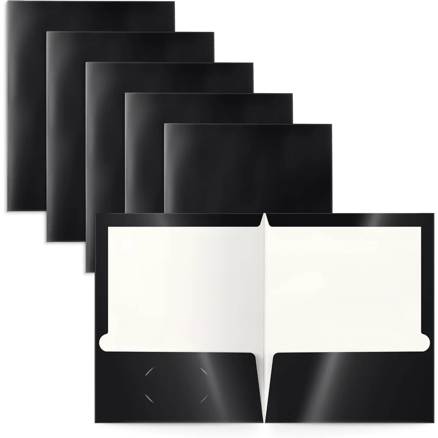 2 Pocket Glossy Laminated Black Paper Folders Letter Size Black Paper Portfolios Box of 25