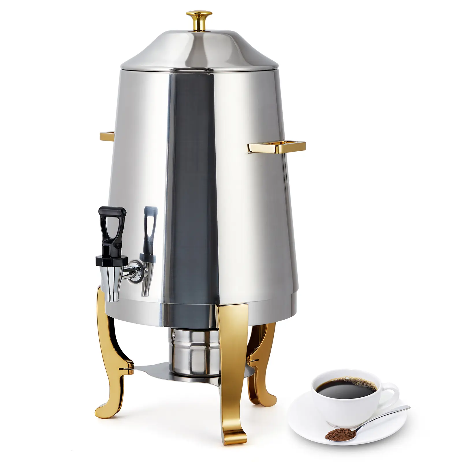 3.4 Gallon Stainless Steel Beverage Dispenser with Spigot, Insulated Hot & Cold Drink Server, Commercial Beverage Urn for Catering, Parties & Food Service