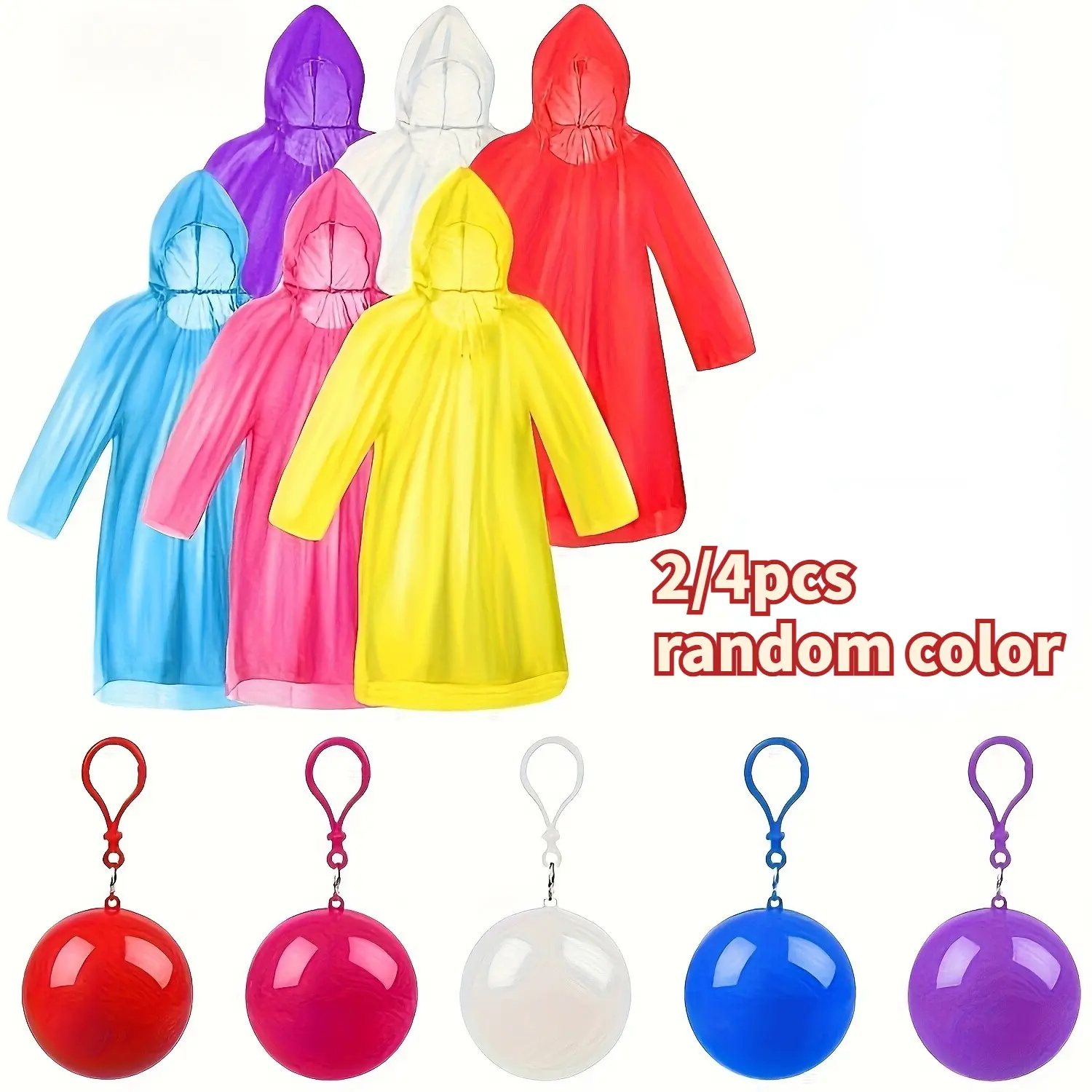 Portable Foldable Disposable Raincoat, Emergency Waterproof Rainproof Adult Raincoat with Keychain Ball, Ideal for Camping, Outdoor Activities, Hiking, Sports, Amusement Parks