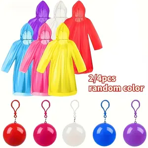 Adult Emergency Rain Poncho Set, Hooked Raincoat Ball Kit, Outdoor Camping, Cycling, Activities, Amusement Park Gear, 2/4pcs