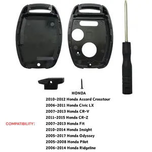Lopixa Replacement Key Fob Cover Case fits for 2006 2007 2008 2009 2010 2011 Honda Accord Civic CRV Pilot Ridgeline Odyssey Keyless Entry Remote Key Fob Shell 2+1 Button Includes instructions