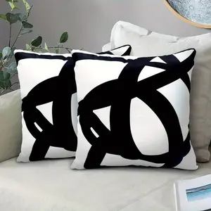 2pcs Stylish and Abstract Pillowcases, Modern Artistic Geometric Design, Zipper Closure, Polyester, Living Room Decor
