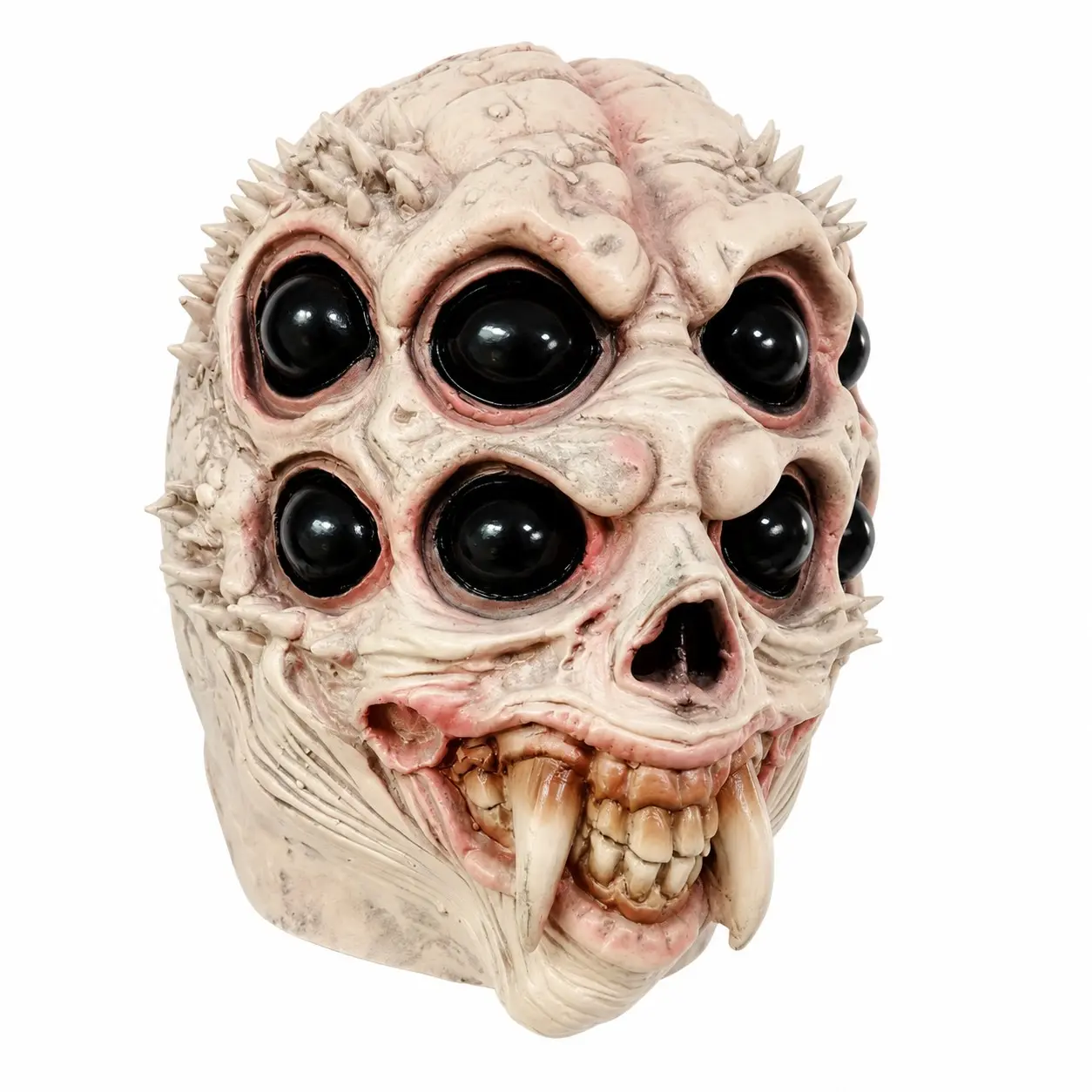 Realistic Multi-Eye Spider Face Mask, Sharp Fang Design, Full Head Latex Horror Mask for Halloween Party, Cosplay, Haunted House, Escape Room