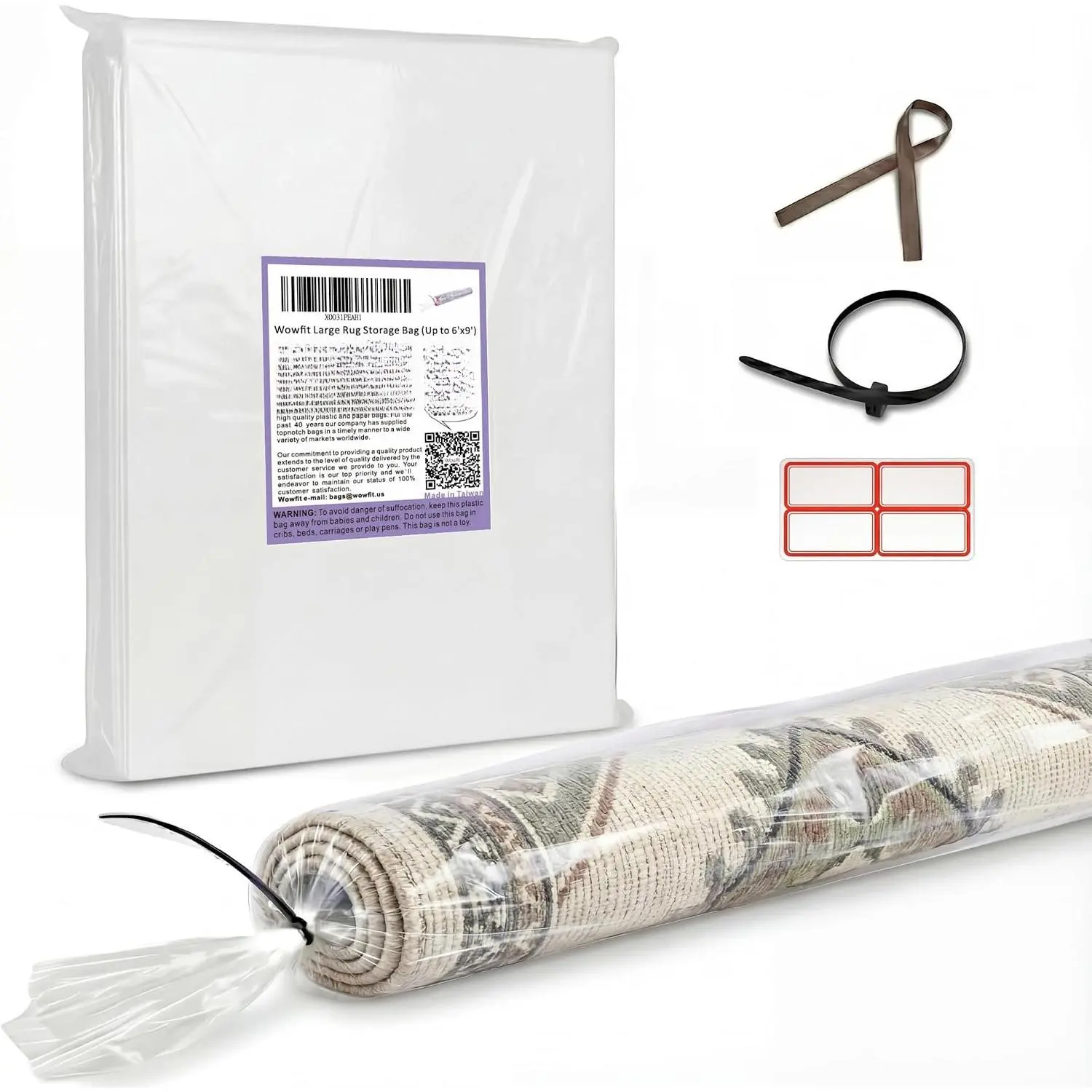 Large Plastic Rug Shipping Bag for 6x9, Zip & Ribbon Ties, Labels | Heavy Duty, Rug Returns, Moving/ Storage, 5x7 Rugs, Carpet Remnants, Travel  Rugs, Tree Storage, Easy Loading