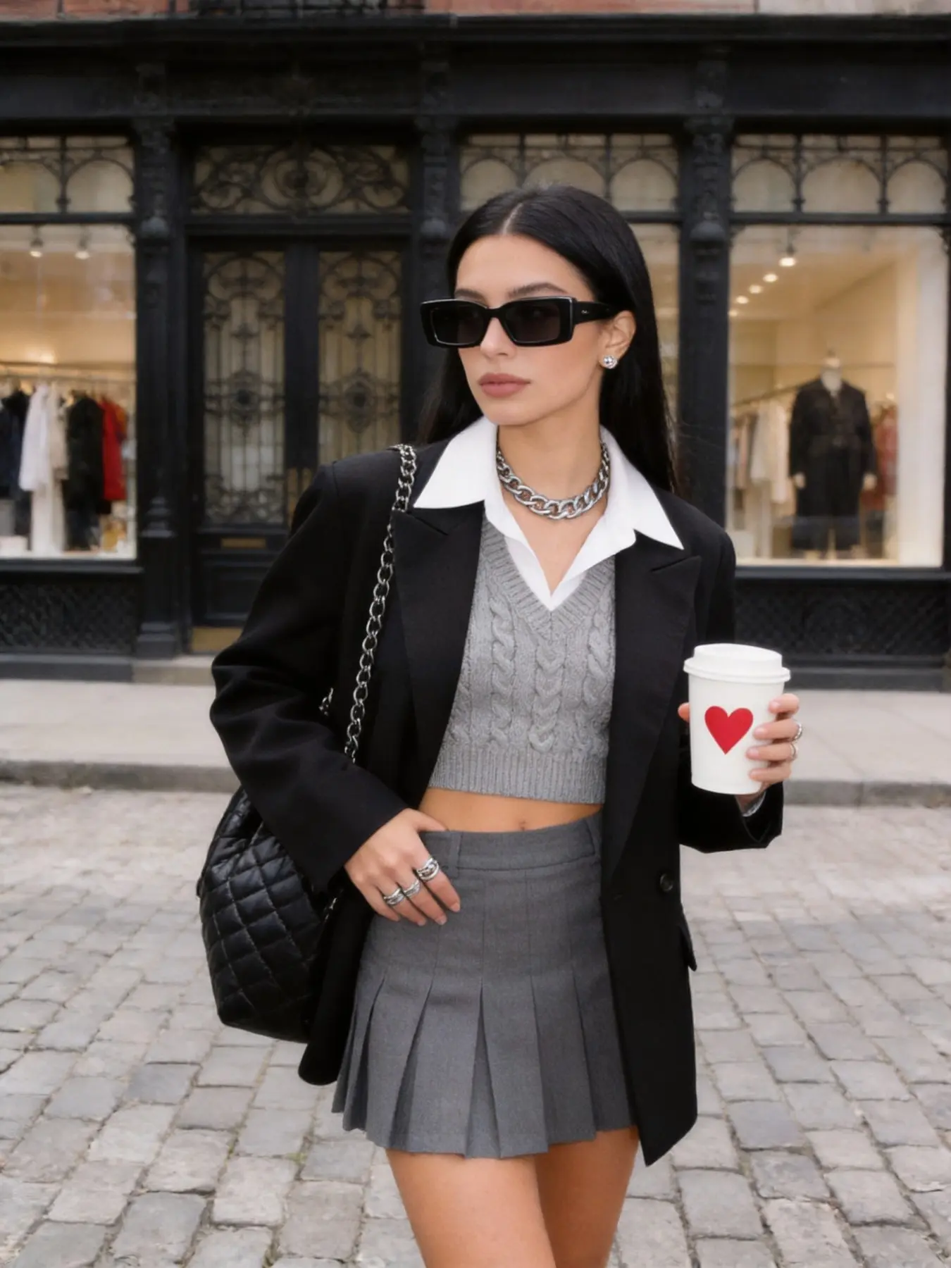 Vintage Oversize Fit Black Suit Jacket Ladies Casual Lapel Button Up Blazer Minimalist City Street Fashion Coat for Daily Shopping