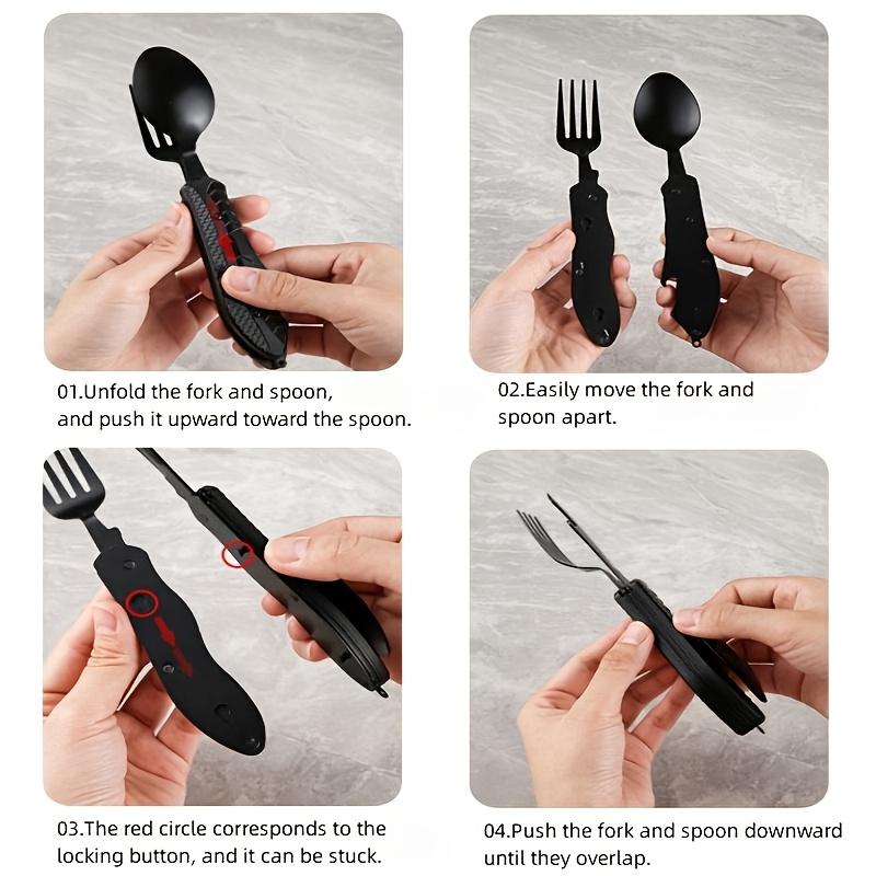 Stainless Steel Multifunctional Camping Knife, Fork And Spoon Removable Folding Knife, Fork And Spoon Set Convenient Outdoor Cutlery