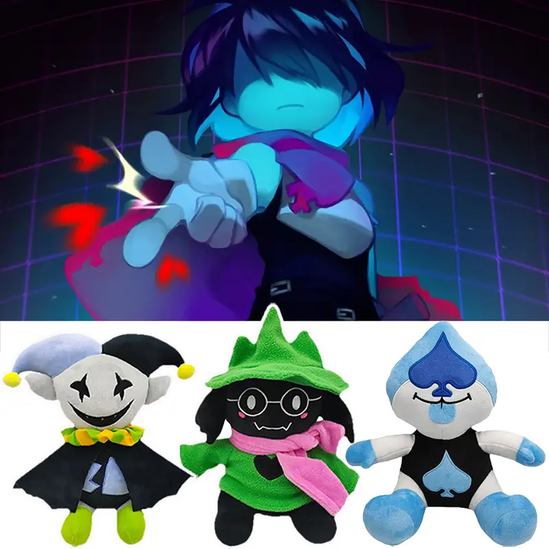 25cm Deltarune Plush Toy - Kawaii Jevil, White Ralsei with Glass, Lancer Unisex Stuffed Doll, Kids Stuffed Animals & Toy Figures, Soft Cartoon Figure Children Gifts, 25Cm Plush Toy, Kawaii Jevil Ralsei Lancer
