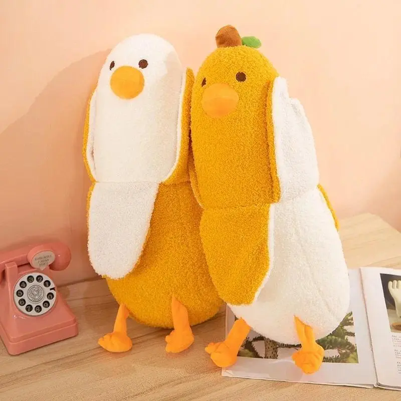 Cute Duck Design Fabric Banana Plush Throw Pillow - Duck Stuffed Animal, Leg-Clamping Bedroom Sleeping Accessory, Stress Relief Gift for Girlfriend (Toys & Hobbies Classic & Novelty Stress Relief Toy)