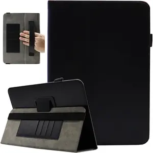 10 10.1 11 Inch Tablet Case,  Protective Folio Stand Android 16 15 Case for 9.6-11 Inch Tablet with Hand Strap and Cards Slots, Black