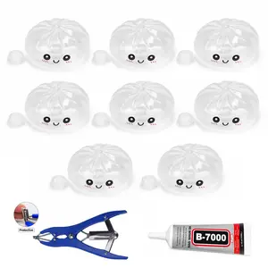 8pcs DIY Handmade Stress Relief Ball Kit, Transparent Ball Skin Set with 50ML Glue and Pliers, No Beads Included