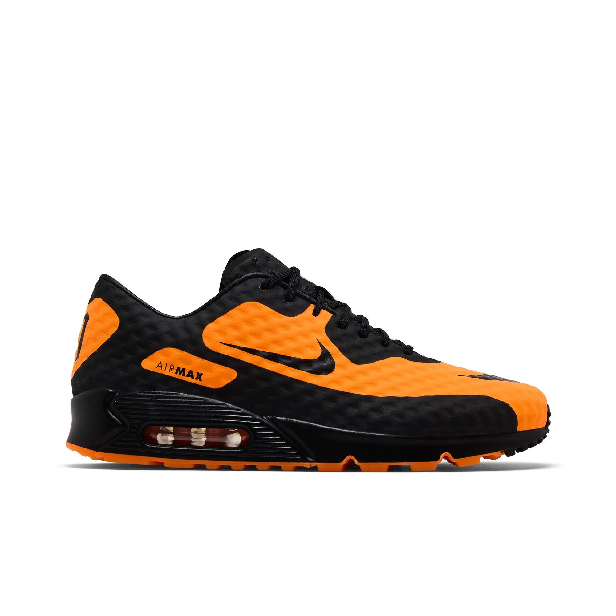 Nike Air Max 90 'Bright Citrus Hypervenom' Unisex Lace-Up Running Shoes, Bright Citrus/Black/Total Orange, Style IR1978-844, Lace-Up Closure, Mesh Upper, Shock Absorption