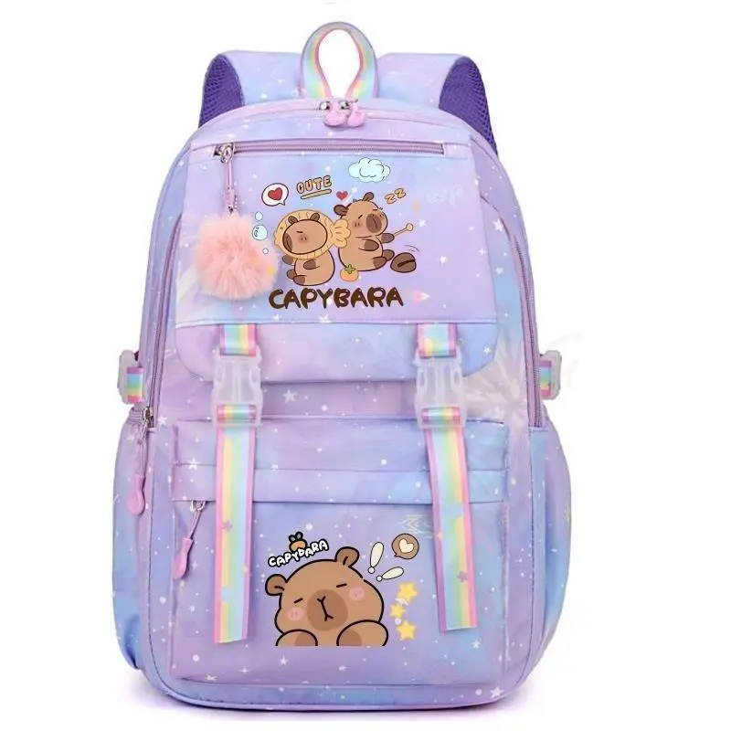 Hot Capybara Print Large Capacity Backpack, Lightweight Cute Daypack, Cartoon Schoolbag, Girl Casual Travel Commute Knapsack