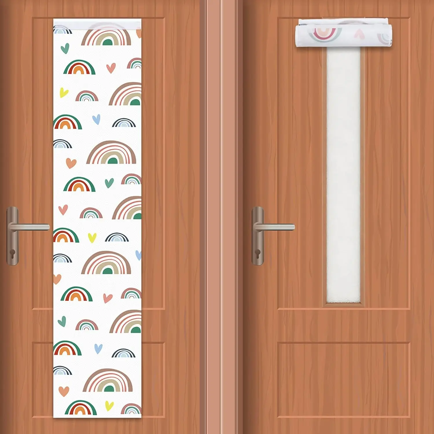 2 count Rainbow Classroom Curtains for Door Window Decor, Boho Rainbow Classroom Blackout Door Window Cover Lockdown Shade for  Office  Primary School Teachers 8.7 X 40inches