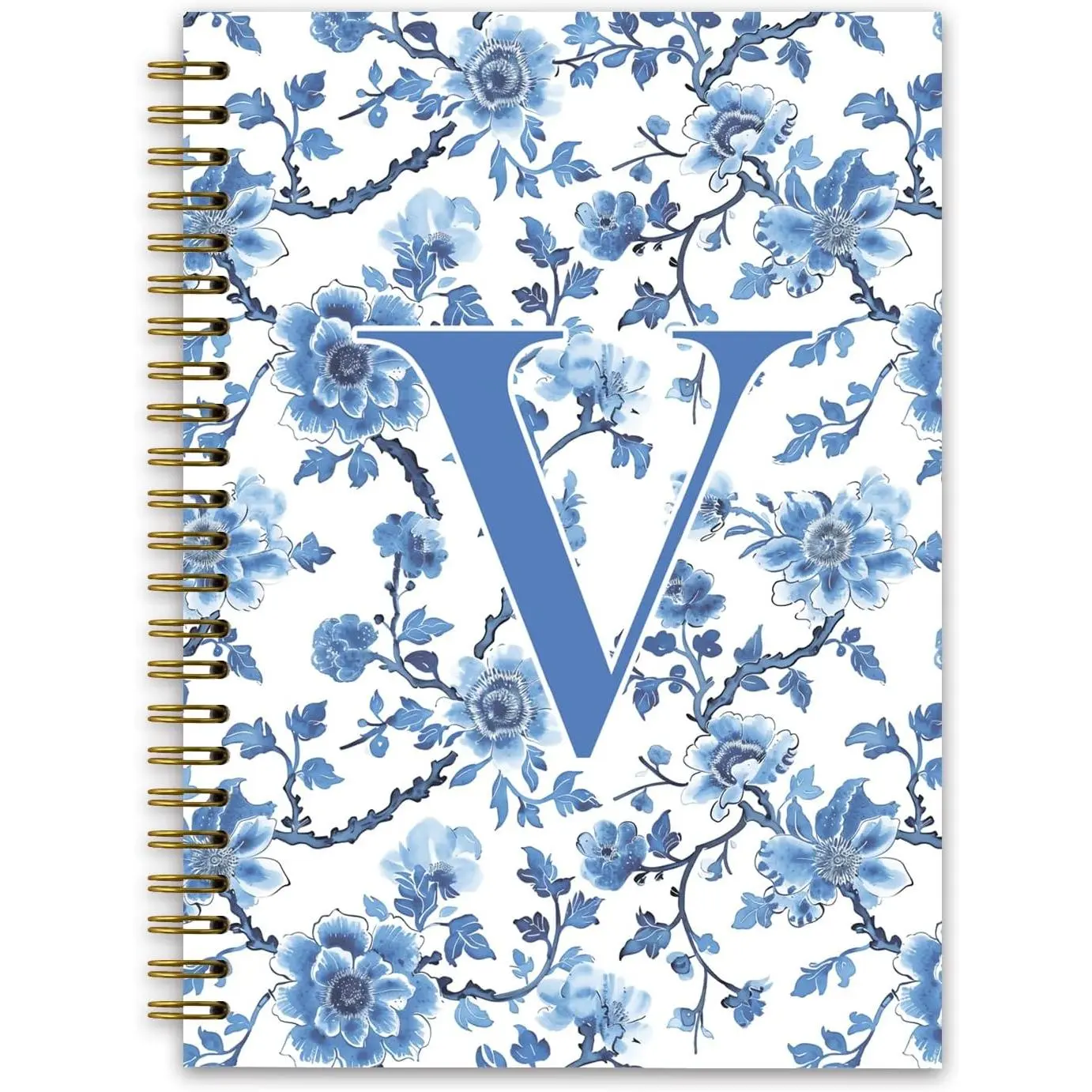 Custom Blue Initial A Monogrammed Journal - College Ruled Spiral Notebook (5.5x8.3 in), Teenage Girls Gifts, Journaling Supplies for Women, Personalized Office Stationery