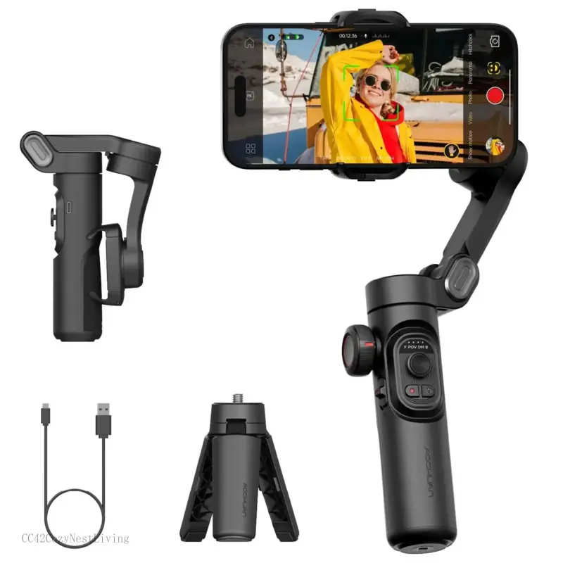 3-axis Smartphone Gimbal Stabilizer, 1 Box USB Rechargeable Foldable Phone Gimbal Stabilizer, Phone Accessories forCC42CozyNestLiving