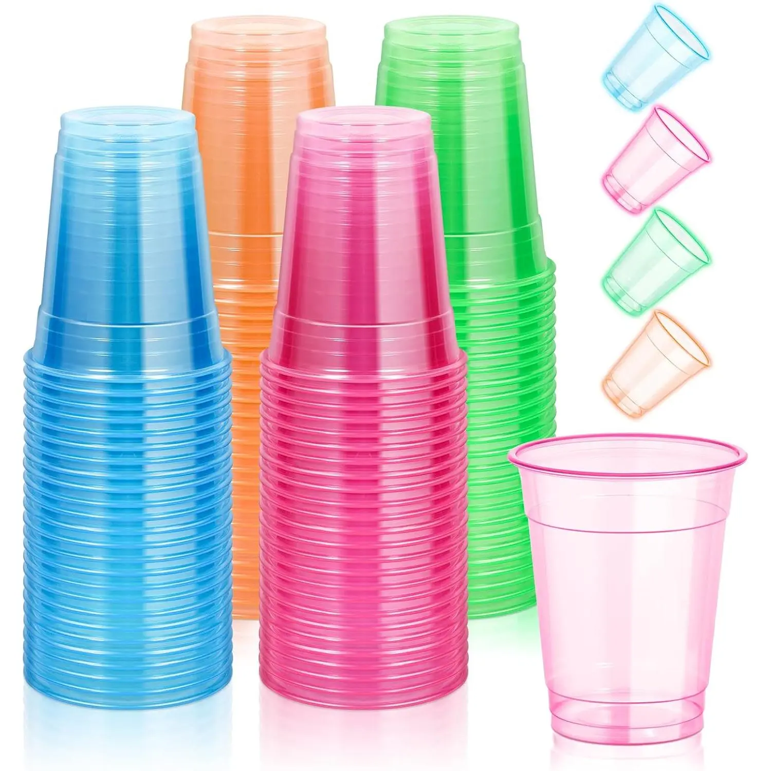 120 count 12OZ Plastic Neon Cups, Disposable Glow in the Dark cups | Neon Party Decorations, Colorful Glow Cups Under UV in the Dark for Y2k  Party Christmas Thanksgiving Halloween Holidays