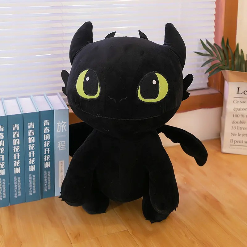 Huggable How to Train Your Dragon Soft Dragon Plush - Unisex Cotton PP Night Fury, Kawaii PVC-Free Light Fury, Cute Collectibles, Aesthetic Room Plush Decor & Collection Toys