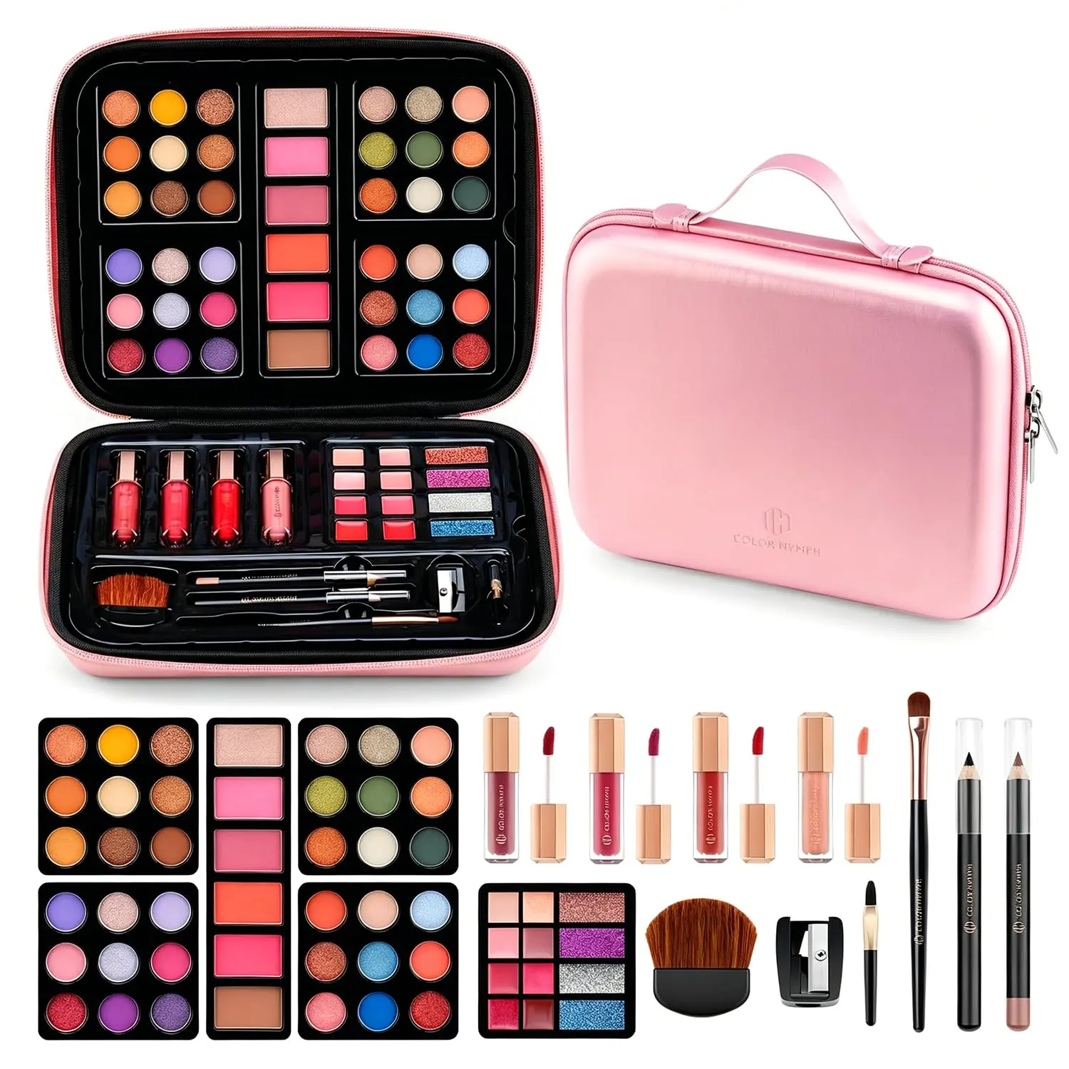Color Nymph Makeup for Teens with Reusable Pink Handbag, All In One Girls Makeup Sets Makeup Kits for Girls Women with Eyeshadow Blushes Bronzer Highlighter Lipgloss
