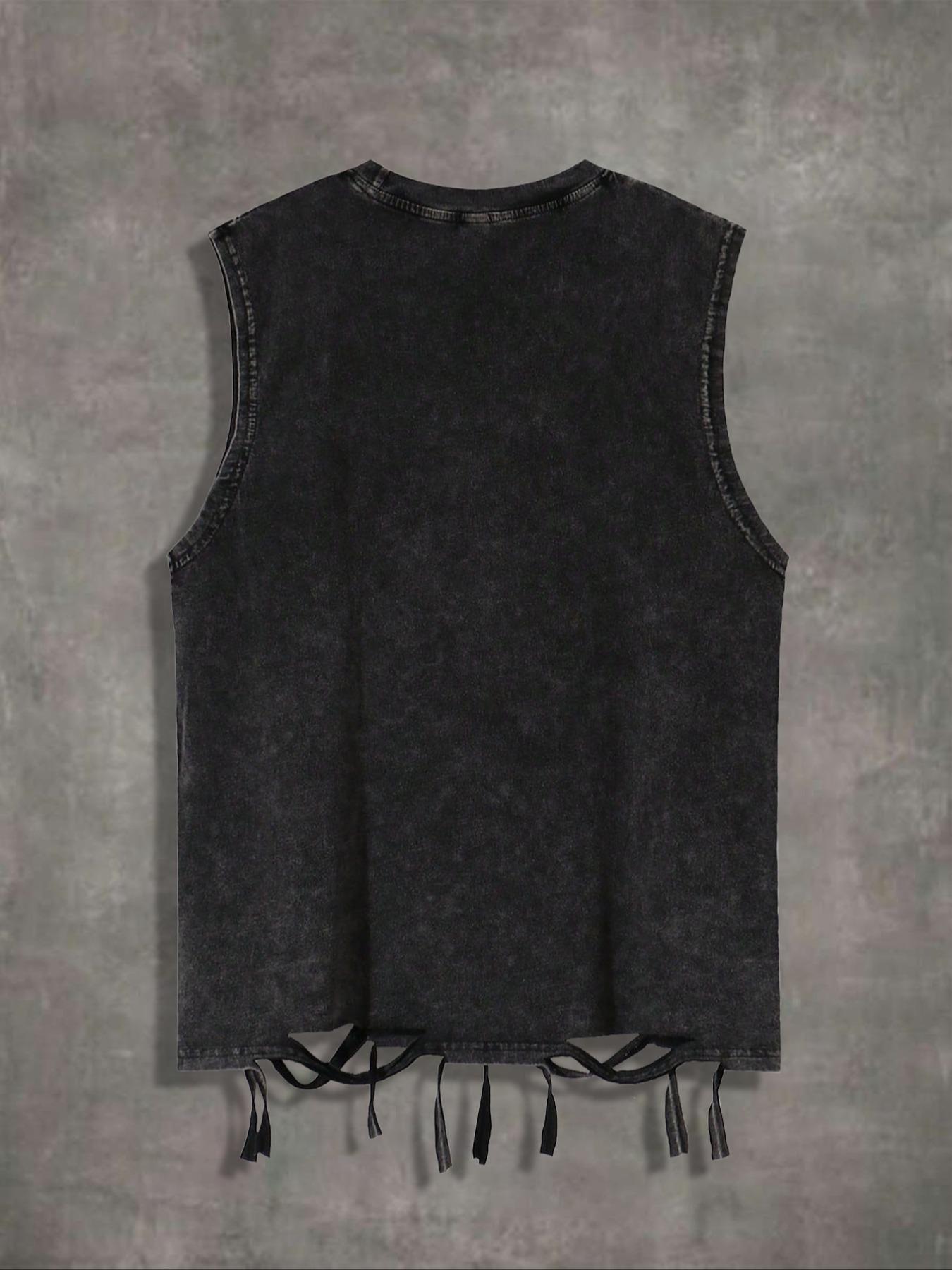 Men's Cartoon Lip Print Round Neck Tank Top, Regular Fit Street Fashion Casual Sleeveless Top for Summer, Men's Clothes for Daily Wear, Solid Sleeveless Menswear, Cotton Breathable Tank Tops, Streetwear Tank Vest