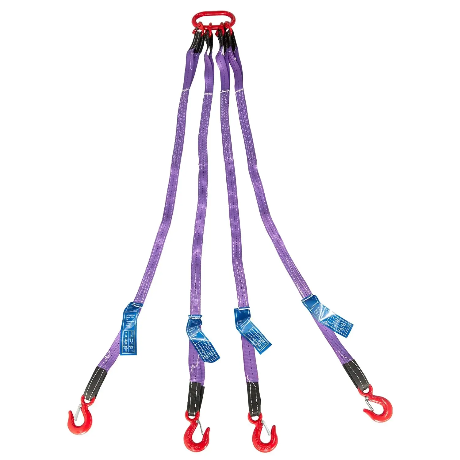 5ft 3t Chain Sling for Lifting, 6610lbs Polyester Strap Lifting Sling Chain Hoist with G80 Alloy Steel 4 Legs Grab Hook and Adjuster, Adjustable Length and Angle for Safe Towing