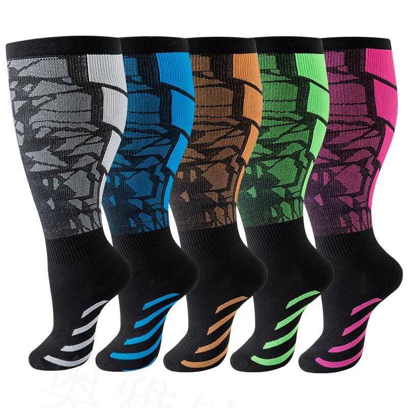 MhzyCaus Plus Size Compression Socks – High Elastic Support for Big Calves, Quick-Dry Breathable Nylon, Anti-Slip & Anti-Friction for Running & Fitness
