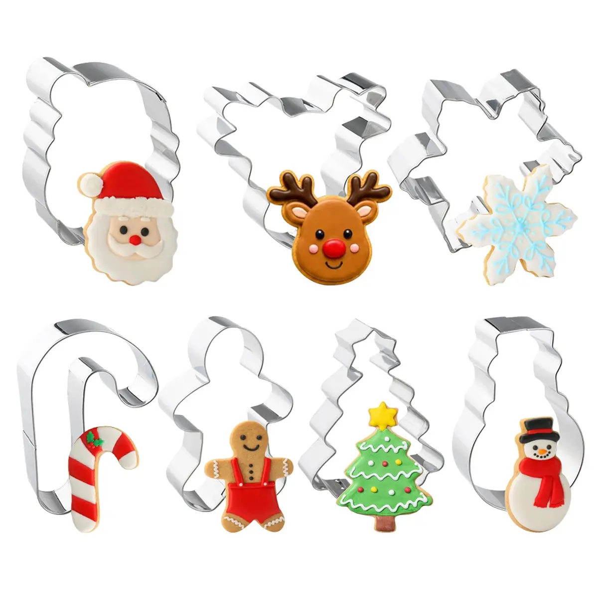 7-Piece Christmas Cookie Cutter Set, Stainless Steel Baking Molds, Perfect for Family DIY Holiday Crafts, Easy High-Style Cookies