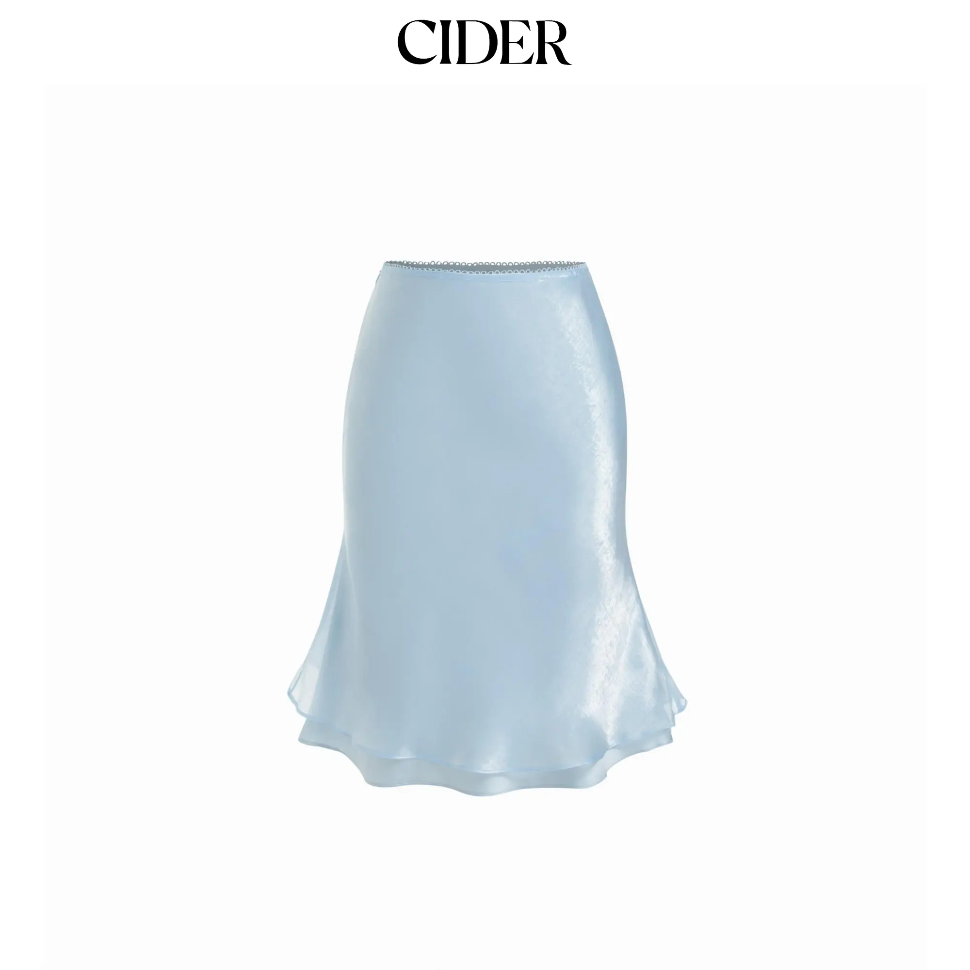 Cider Satin Low Rise Mermaid Midi Skirt