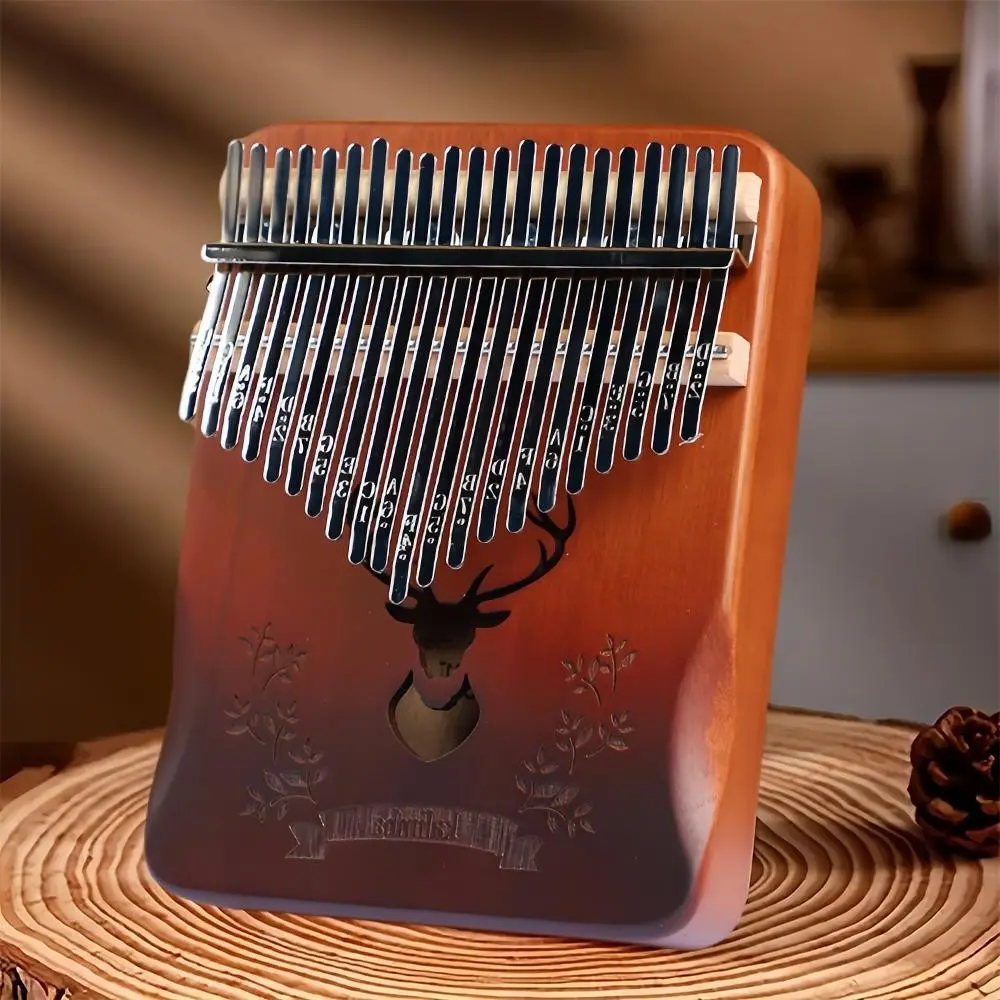Thumb Piano Kalimba 21 Notes, Wooden Instrument with Tuning Hammer, Portable Case, Finger Pads, Ideal Gift for Adults Beginners