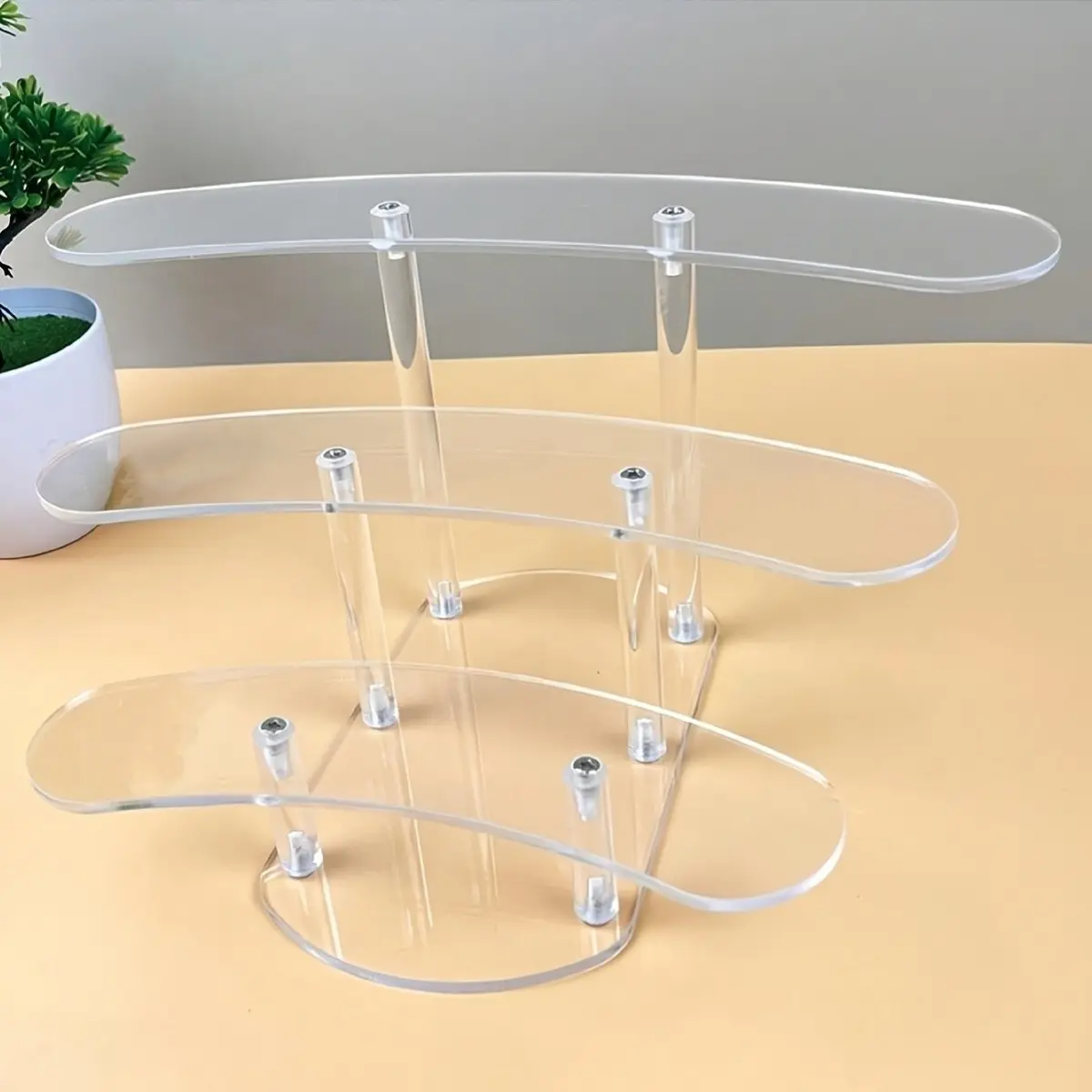 Transparent Acrylic Three-tier Display Stand, an Ideal Choice for Perfume and Cosmetics, Doll and Figurine Displays, and Home Store Product Showcases, Utility Racks, Beauty Products Holder, Acrylic Display Risers, Clear Display Stand