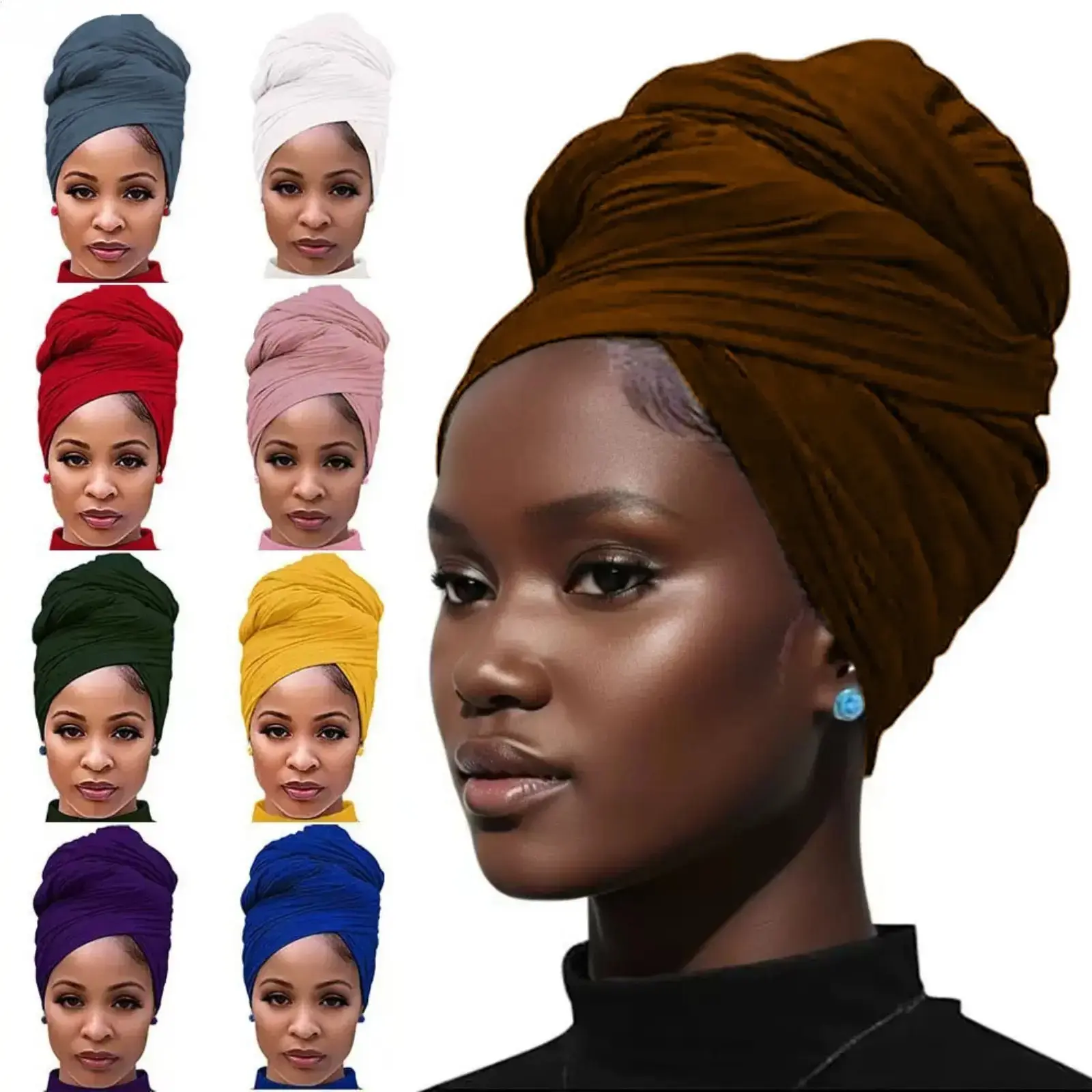 Women's Mercerized Cotton Hooded Scarf Head Wrap - Soft Sweat Cloth Long Pullover, Windproof, Sandproof, Warm Versatile Fashion Neck & Head Accessory for Daily Outdoor Wear