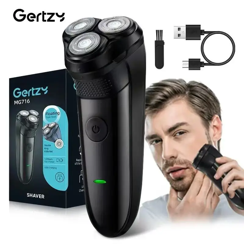 3-Head Floating Electric Men's Shaving Razor with USB Fast Charging, 360° Face-Fitting Travel and Home Use, Rechargeable Smart Grooming Gift Box