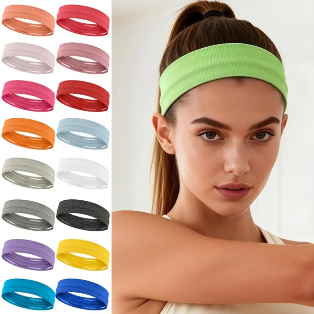 2Pcs Non Slip Headbands Soft Elastic Head Bands for Women Girls Stretchy Sweat Wide Headband for Yoga Workout Sports White Black Grey Headbands Trendy Hair Accessories