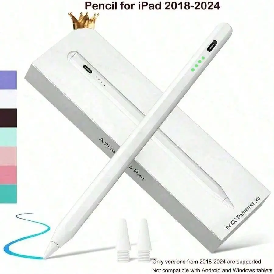 Active Stylus Pen for iPad Pro/air, Tablet Pen, High Sensitivity, No Bluetooth-compatible, LED Battery Indicator, Replaceable Tip, Ideal Easter Gift