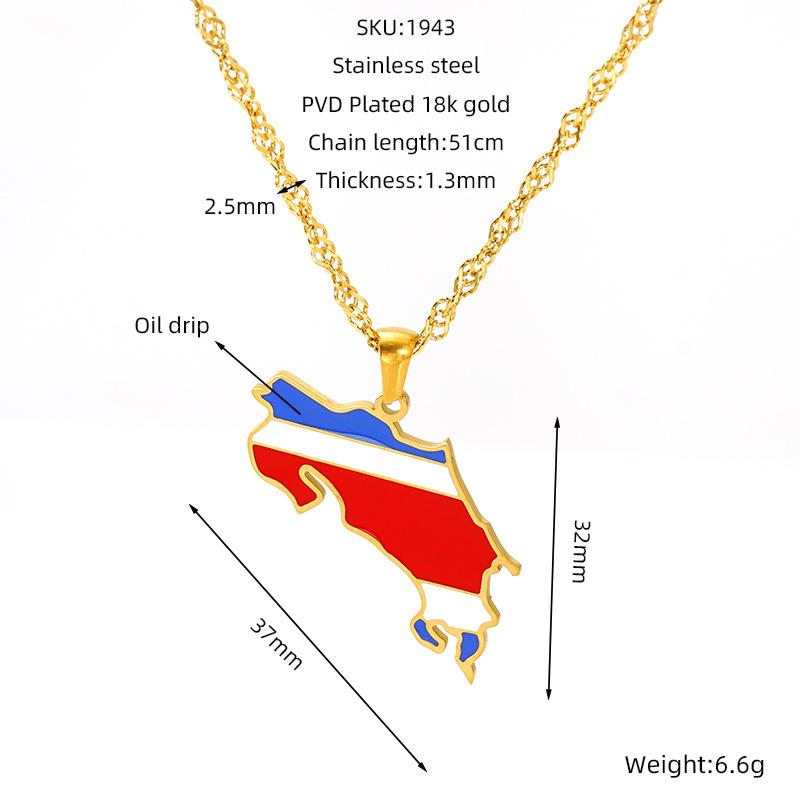 Various Countries Map Pendant Necklace Jewelry, Stainless Steel Necklace