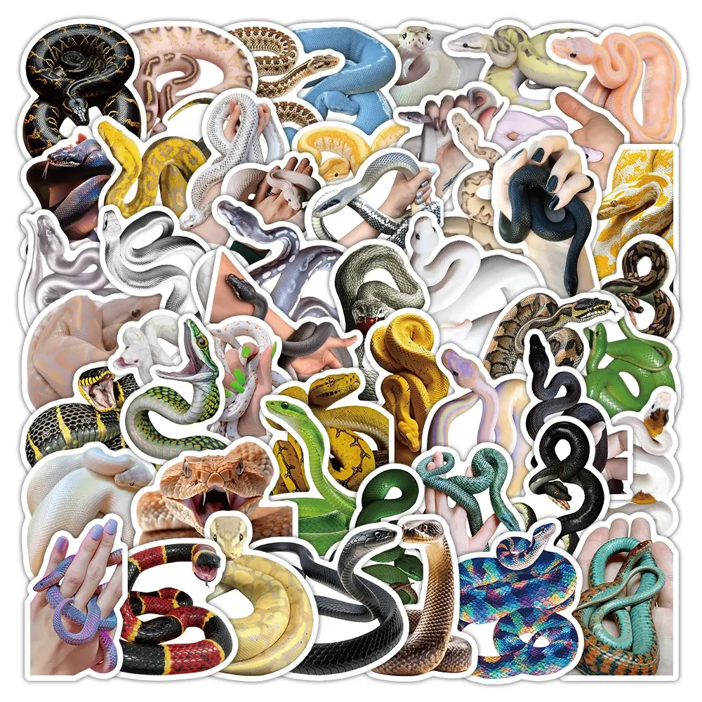 50Pcs Snake Decorative Stickers for Water Bottle, Laptops, Reptile Stickers, Cool Stickers, Sticker Set - Snake Lover Gifts, Reptile Party Supplies - Gift for Women & Men