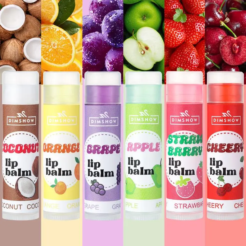 Moisturizing Fruity Lip Balm Set, 6 Counts/set Hydrating Lip Balms, Lip Moisturizer, for Improving Lip Lines, Winter Essentials for Lip Care